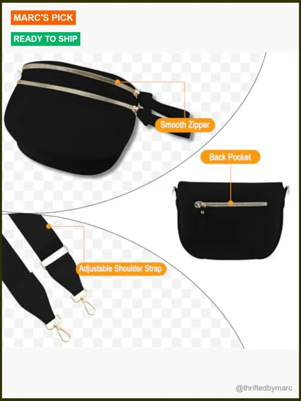 Large Nylon Crossbody Bag Adjustable Strap Spacious Fanny Pack Sling - Picture 6 of 7
